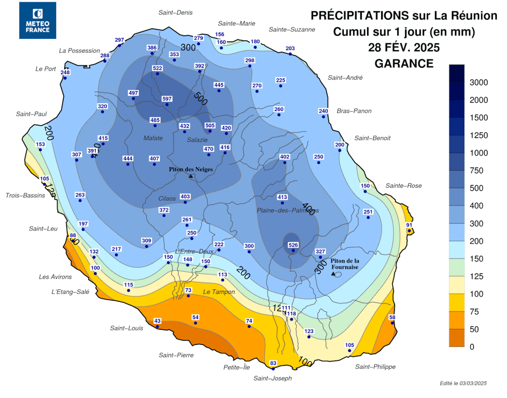 Cumuls de pluie sur l'événement
