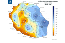 Cumul de précipitations Réunion - mars 2026