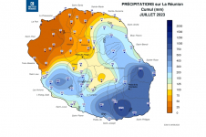 Cumul de précipitations - Réunion - Juillet 2023