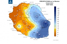 Cumul de précipitations  - Août 2023