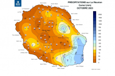 Cumul de précipitations - Réunion - Octobre 2023