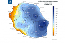 Cumul de Précipitations Réunion - Février 2024