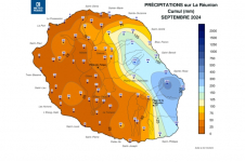 Cumul de précipitations Réunion - septembre 2024