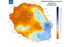 Cumul de précipitations Réunion - octobre 2024