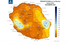 Cumul de précipitations Réunion - décembre 2024