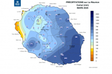 Cumul de précipitations Réunion - mars 2025