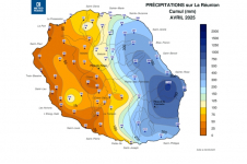 Cumul de précipitations Réunion - avril 2025