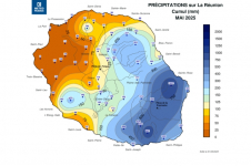 Cumul de précipitations Réunion - mai 2025