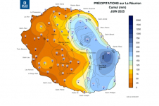 Cumul de précipitations Réunion - juin 2025