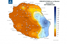 Cumul de précipitations Réunion - septembre 2025