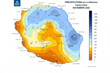 Cumul de précipitations Réunion - novembre 2025