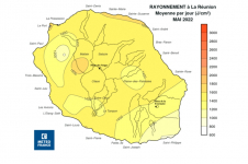 Moyenne de rayonnement global journalier à la Réunion - Mai 2022