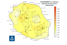 Moyenne du rayonnement global à La Réunion - Juillet 2022