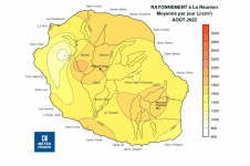 Moyenne de rayonnement global journalier à La Réunion - Août 2022