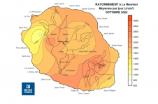 Moyenne de rayonnement global journalier à La Réunion - octobre 2024