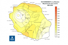 Moyenne de rayonnement global journalier à La Réunion - mai 2025