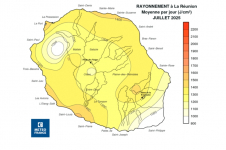 Moyenne de rayonnement global journalier à La Réunion - juillet 2025