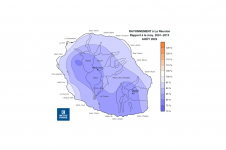 Rapport à la normale du rayonnement global journalier à La Réunion - Août 2023