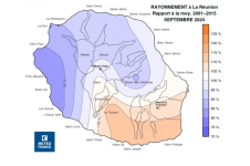 Rapport à la normale de rayonnement global journalier à la Réunion - septembre 2024