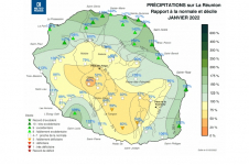 Rapport à la normale - Précipitations Réunion - Janvier 2022