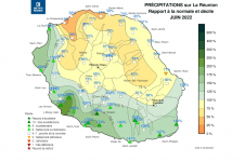 Rapport à la normale - Précipitations Réunion - Juin 2022