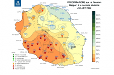 Rapport à la normale - Précipitations Réunion - Juillet 2022