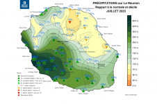 Rapport à la normale - Précipitations Réunion - Juillet 2023