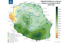 Rapport à la normale - Précipitations Réunion - Août 2023
