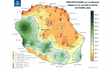 Rapport à la normale - Précipitations Réunion - Octobre 2023