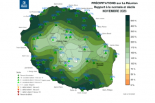 Rapport à la normale - Précipitations Réunion - Novembre 2023