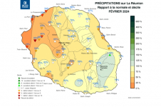 Rapport à la normale - Précipitations Réunion - Février 2024