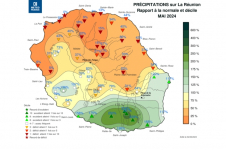 Rapport à la normale - Précipitations Réunion - mai 2024