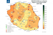 Rapport à la normale - précipitations Réunion - août 2024