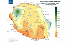 Rapport à la normale - précipitations Réunion - septembre 2024
