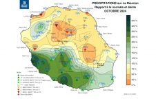 Rapport à la normale - précipitations Réunion - octobre 2024