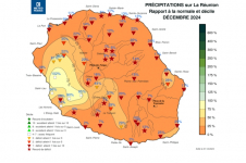 Rapport à la normale - précipitations Réunion - décembre 2024