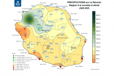 Rapport à la normale - précipitations Réunion - juin 2025