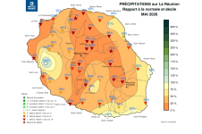 Rapport à la normale - Précipitations Réunion - Mai 2026
