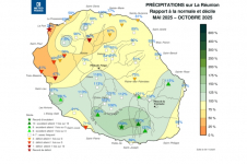 Rapport à la normale - précipitations de mai à octobre 2025