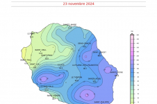 Cumul de précipitations entre le 21 et le 23 novembre