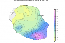 Cumuls de précipitations en 48 heures, entre le 17 et le 18 mars 