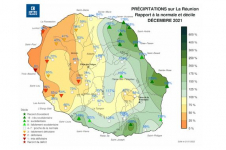 Rapport à la normale - Précipitations Réunion - Décembre 2021