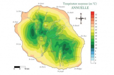 Carte de la température moyenne annuelle de la Réunion