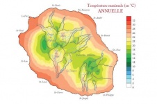 Carte de la moyenne annuelle des températures maximales à la Réunion