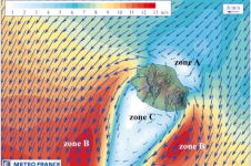 Flux d'alizé de nord-est sur La Réunion