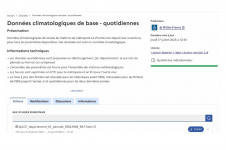 Page du jeu de données climatologiques quotidiennes