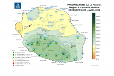 Cumul de précipitations à la Réunion - saison des pluies 2023/2024