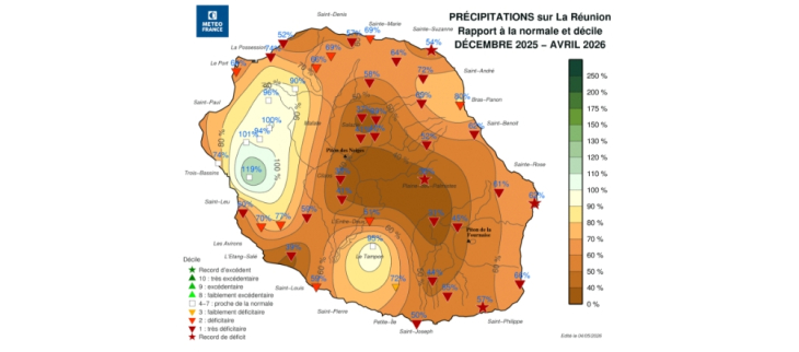 Rapport à la normale des précipitations de la saison des pluies 2025-2026