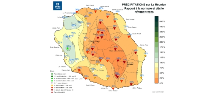 Bulletin climatique mensuel de La Réunion - février 2026