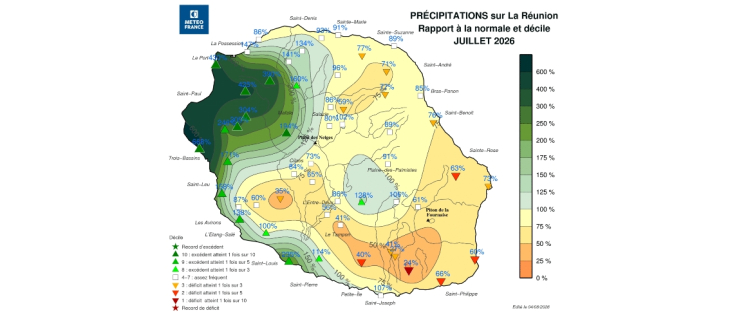 Bulletin climatique mensuel de la Réunion - Juillet 2026